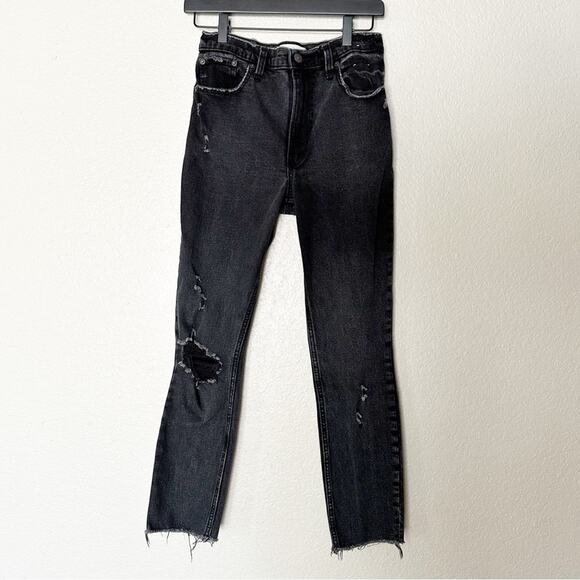 Abercrombie & Fitch Denim - Abercrombie & Fitch Jeans Womens The Skinny High Rise Distressed Black Size 25